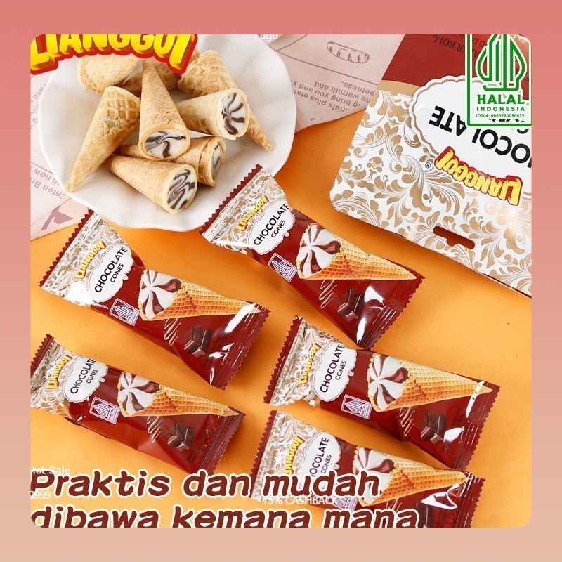 

[Makanan viral halal] HALAL Lianggui Chocolate Cones BURSTLURRY CRISPY & SWEET Wafer Bulat Salut Chocolate Cones Cones Flavour Wafer Roll Biskuit Coklat Bentuk Ice Cream Ice Cones Wafer CHOCO COCONUT/ STRAWBERRY/ CHOCO & MILK