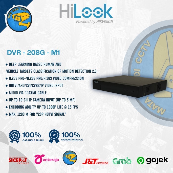 DVR HILOOK by Hikvision 8CH / 8 CHANNEL 1080P DVR-208G-M1 mata abadi cctv