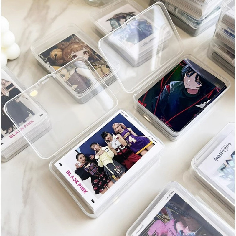 

Transparent Idol Kpop Star Photo Storage Box With Flip Lid Photocards Holder Small Card Collection Card Dustproof Storage Box