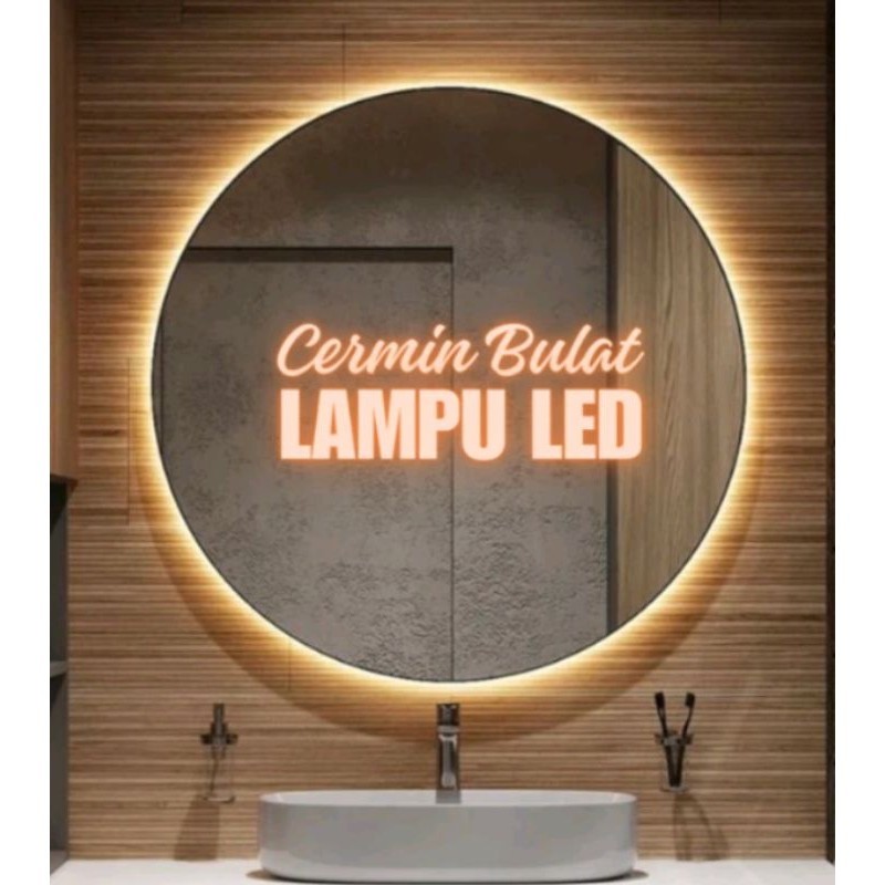 cermin bulat lampu LED diameter 60cm , cermin aesthetic , cermin medan
