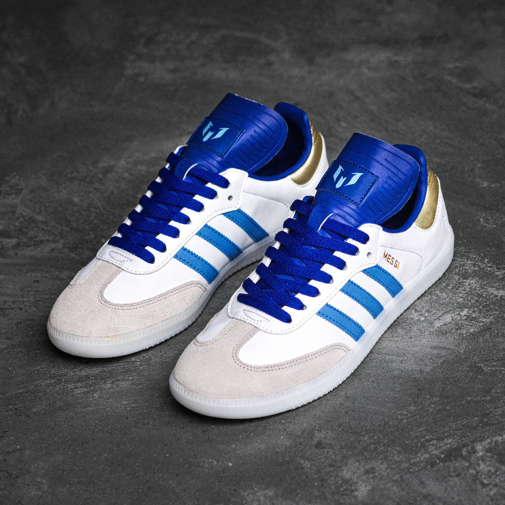 SEPATU ADIDAS SAMBA X LIONEL MESSI CLOUD WHITE LUCID BLUE BLAST