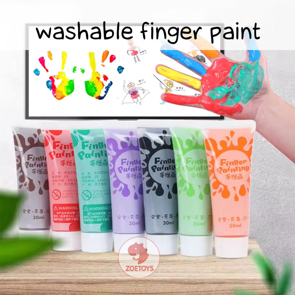 

Zoetoys Washable Finger Paint 30ml | Cat Warna No Toxic Hand Paint | Cat Tangan Alat Tulis Kuas Bayi