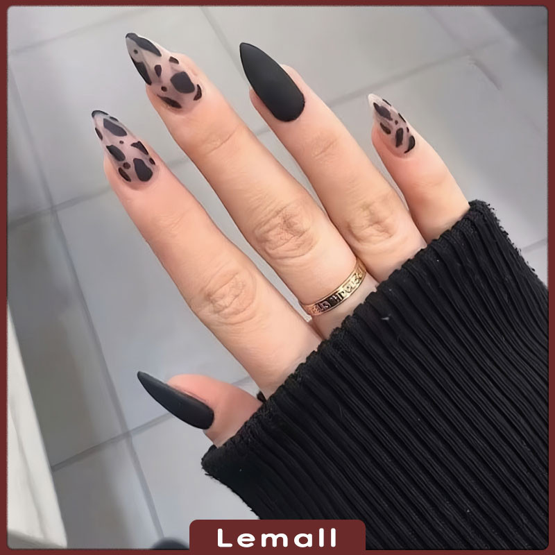 Fake Nail Lem Kuku Palsu cetakan macan tutul hitam bagus