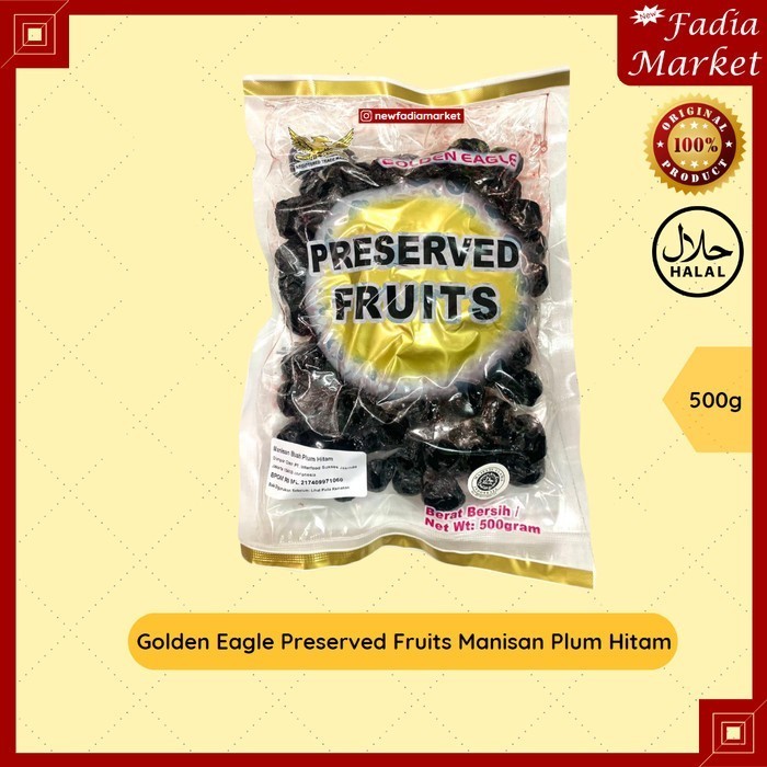 

Golden Eagle Preserved Fruits Manisan Plum (Ada Biji) Hitam Imlek 500g