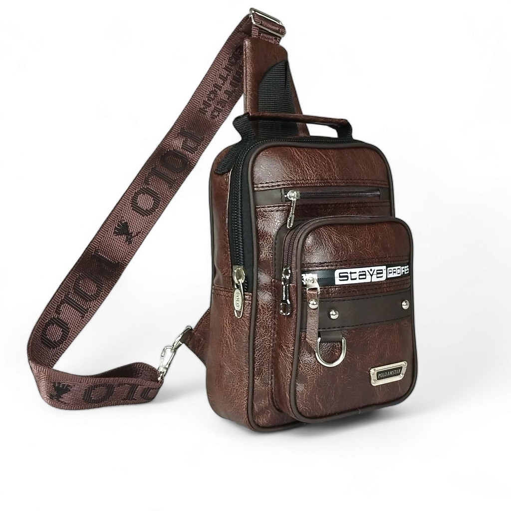 Polo Amstar Tas Selempang Pria Tas Pundak Kotak Kulit Sintetis Cowok Slingbag Crossbag