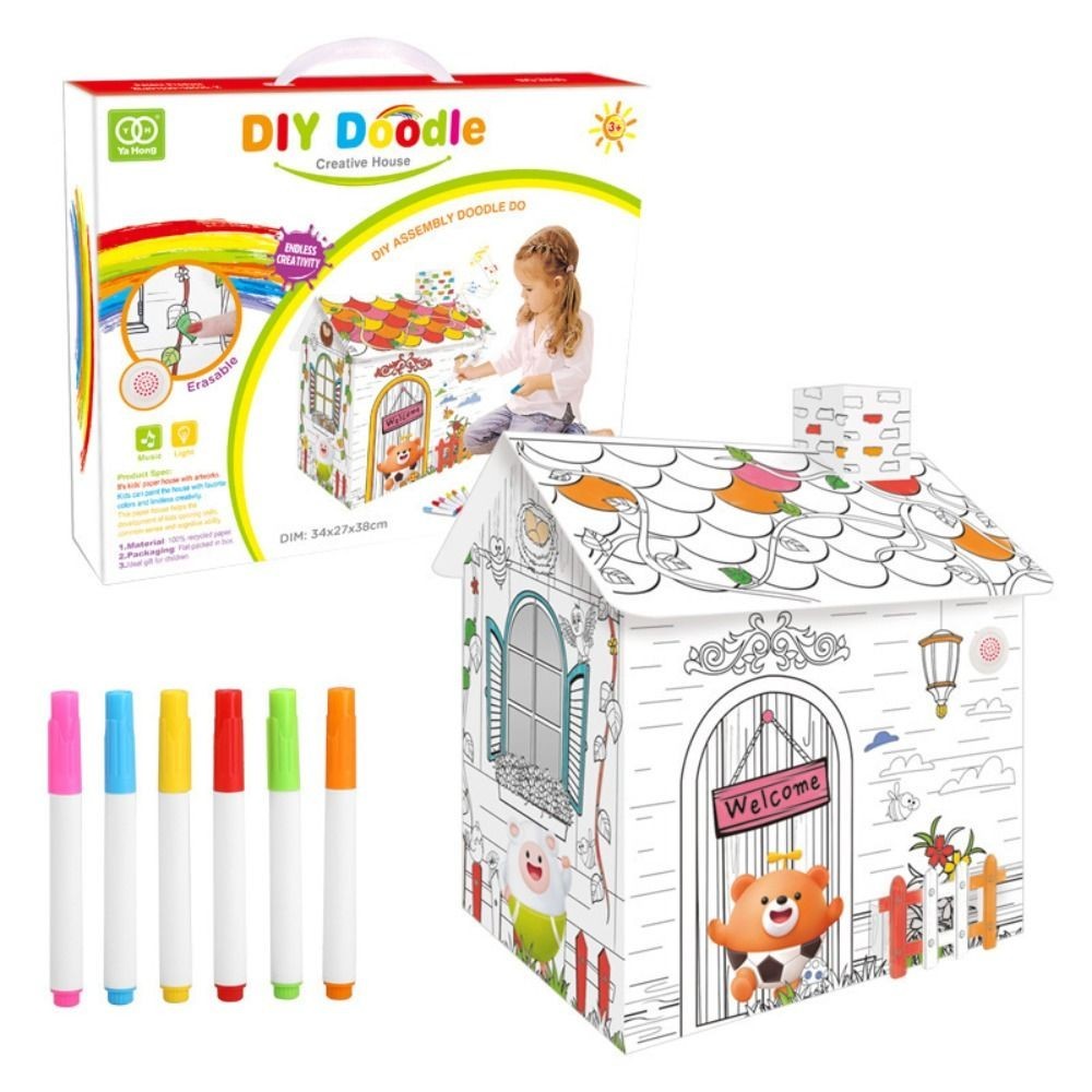 

Car Modele Cardboard Playhouse Dinosaur 3D Car DIY Large Cardboard Coloring Graffiti Painting House Handmate