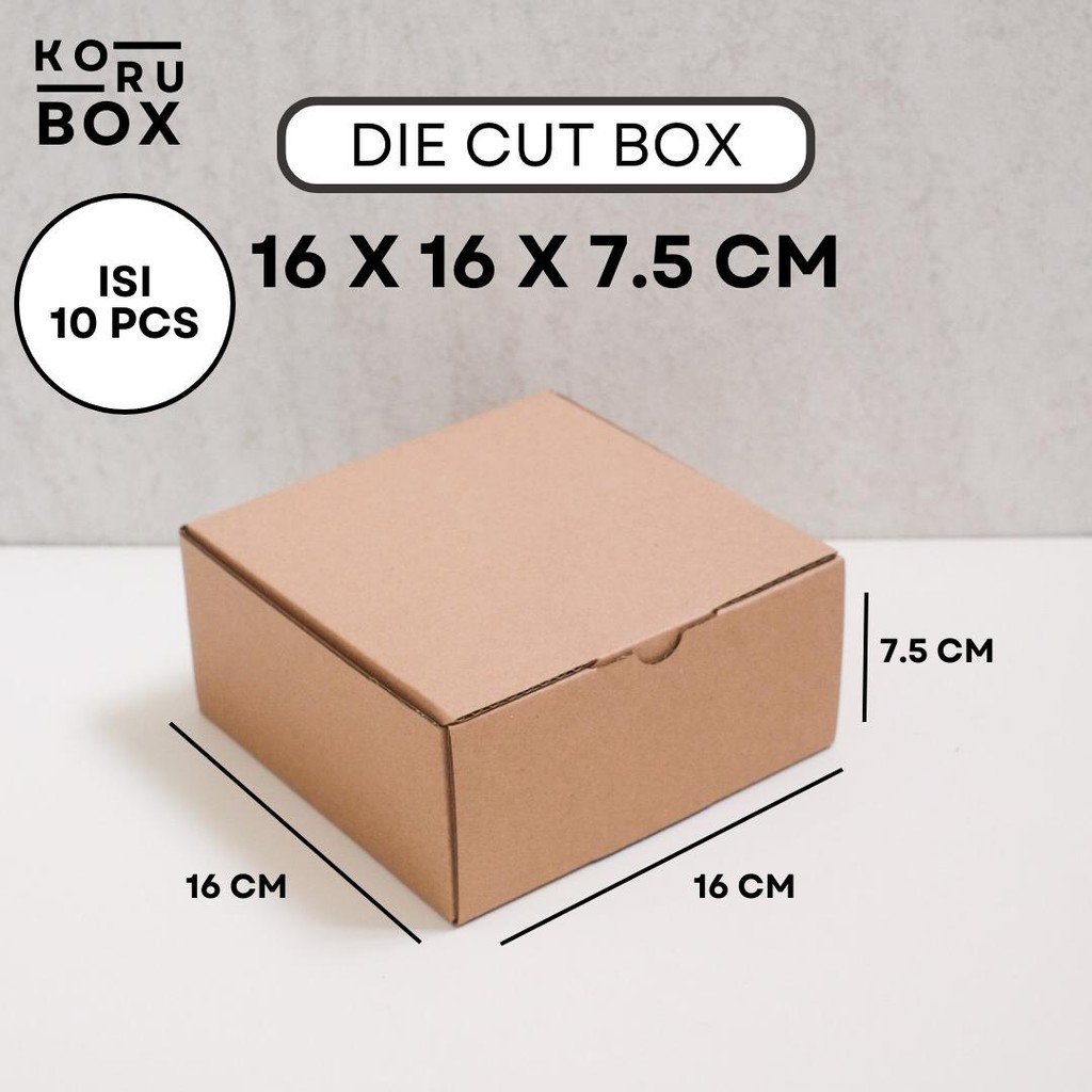 

[ISI 10] Box Kardus Karton Die Cut Mailer 16x16x7.5 cm Tanpa Sablon - Bahan B Flute Cokelat