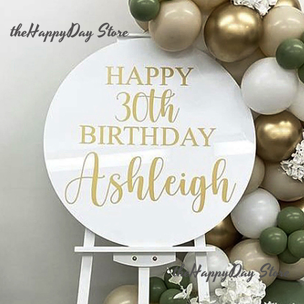 

2/1Pcs 35X35CM Round KT Board with Custom Name Sticker Personalited Stickers for Wedding Birthday Baby Shower Party Decorations