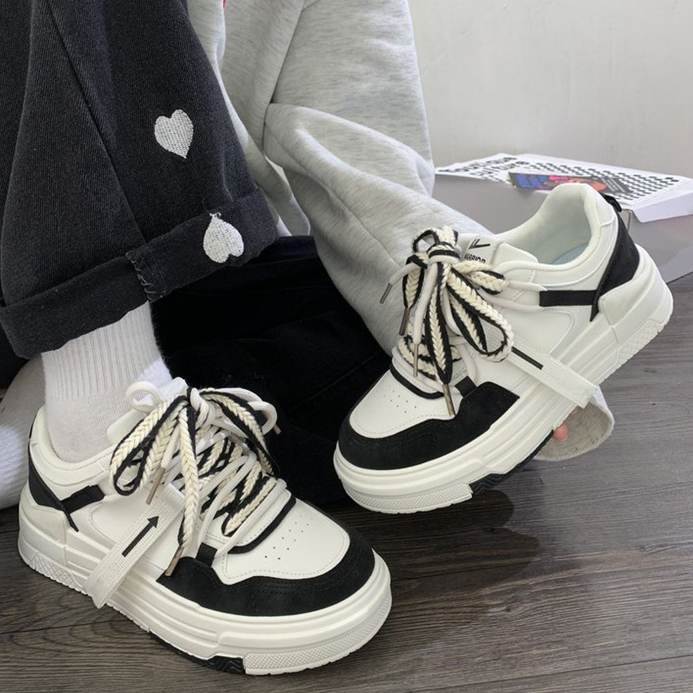 

Women Sports Sneakers Wear-Resistant PU Leather Walking Sneakers Comfortable Platform Sneakers Lightweight for Spring Autumn