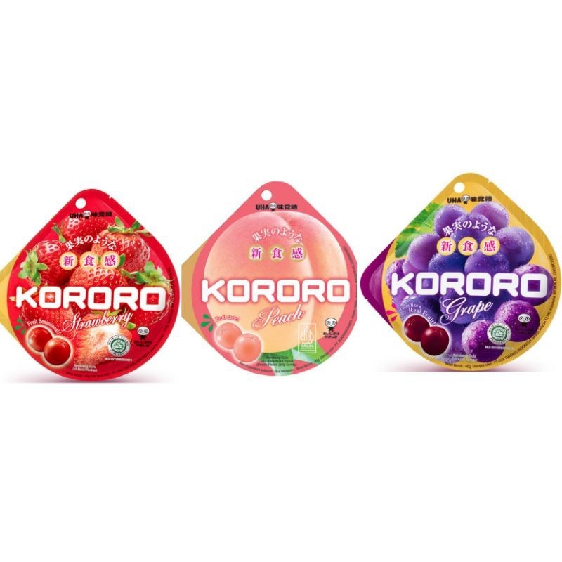 

UHA Kororo Permen Jelly rasa buah 40 gr | Strawberry Peach Grape