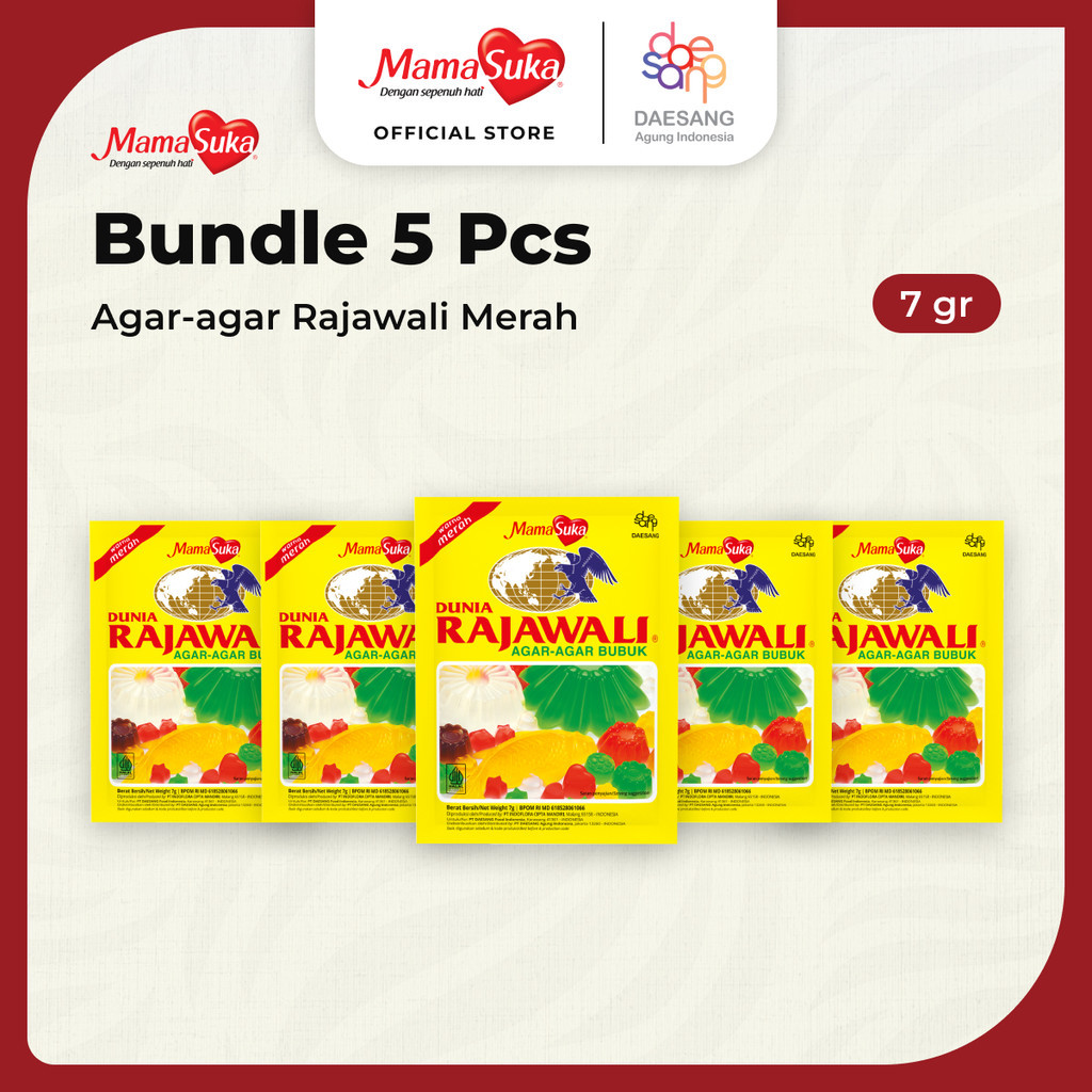 

Bundle 5 pcs - MamaSuka Agar-agar Rajawali Merah 7 gr