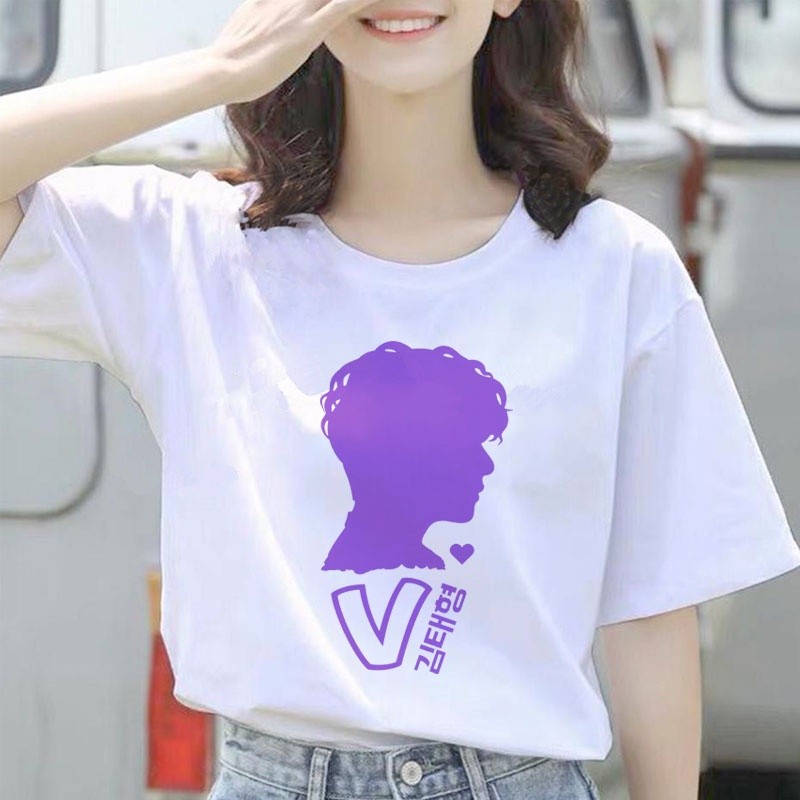 Tshirt Baju Kaos BTS Siluet V Taehyung Wanita Cewek   Lengan Pendek Butter Permission To Dance Dynam