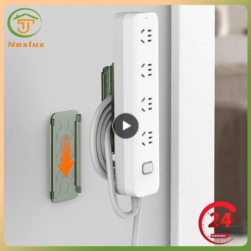 Wall-Mounted Power Strip Cable Management Wire Organizer Holder Self-Adhesive Desktop Socket Fixer W