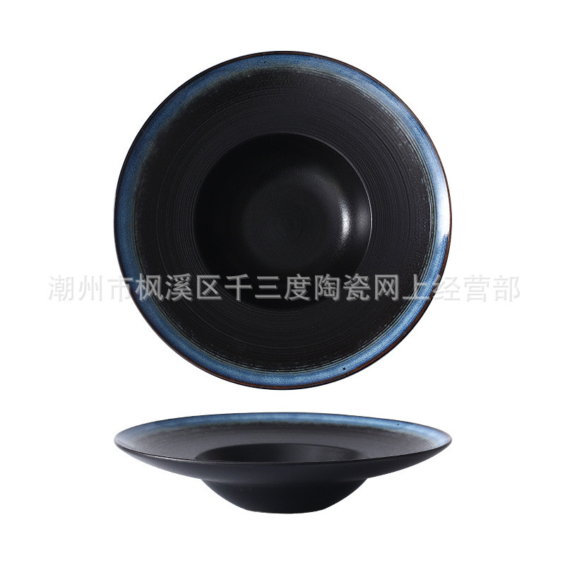 Straw hat plate, ceramic pasta plate, restaurant café, Western food plate, saucer soup plate, pasta 