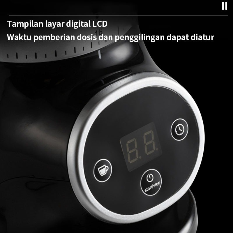 Ay00 LENODI Penggiling Kopi Pengatur Waktu Listrik Layar Digital Penggiling Kerucut Kapasitas Besar