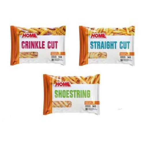 

Kentang Goreng HOME Shoestring/Straight/ Crinkle Cut Kemasan 1kg French Fries