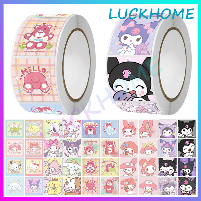 

Sticker Sanrio Kuromi Masking Tape Stiker Roll Sanrio Bear Diy Karakter Sticker Kotak Sanrio Stiker Sanrio Kartun Lucu Stiker Terima Kasih Lembar Motif Cartoon Untuk Tempel di Box Packaging