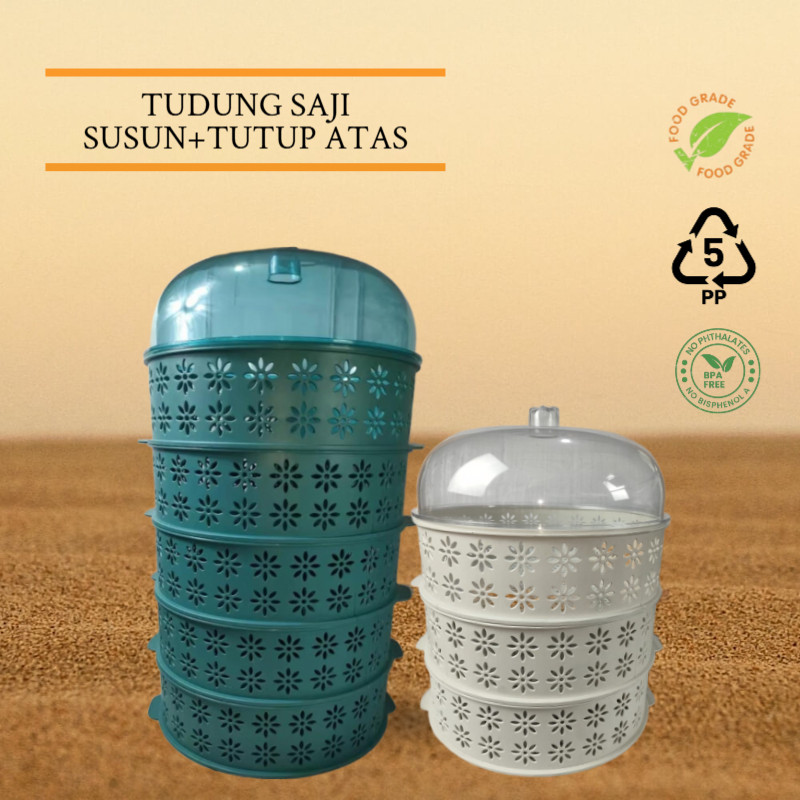 Tudung Saji Rak Susun Tempat Penyimpanan Makanan Rak Tempat Lauk Makanan 5 Susun Praktis