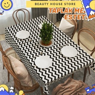 (BEAUTY) Taplak Meja Makan Ruang Tamu 100X137cm Persegi Panjang Motif Kotak minimalis Terbaru  Bahan
