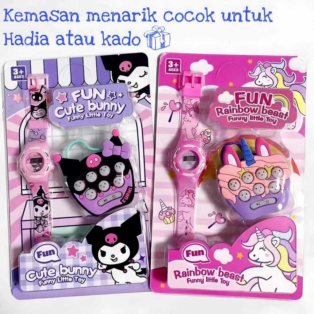 【Jam Tangan + Konsol】Mainan Mesin Permainan Groundhog Anak-anak Mainan Jam Tangan Lucu