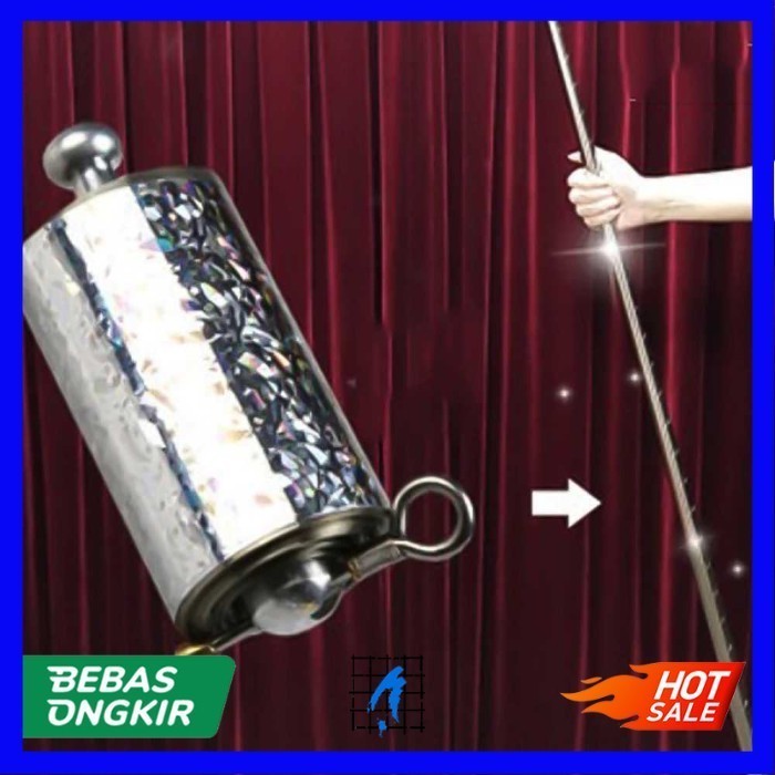 Tongkat Sulap Appearing Metal Cane Magic Trick - silver 150cm