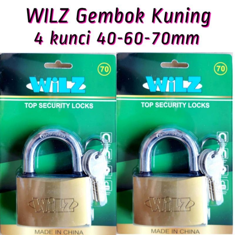 Wilz Gembok Kuning 40 50 60 70 Panjang Pendek 4 Kunci