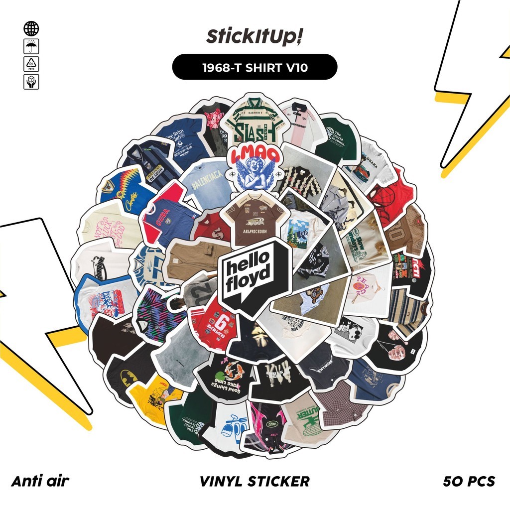 

COD✨ 50 Pcs Stiker T SHIRT V10 Lucu Anti Air Untuk Dekorasi Notebook Sepeda Skateboard Handphone DIY