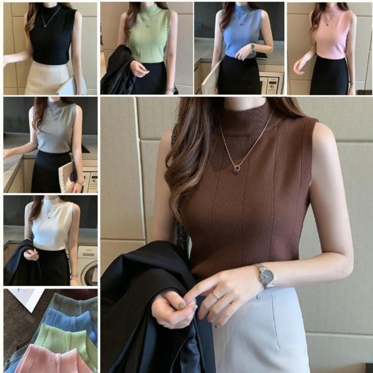 Bellastyle Atasan Rajut Premium | Inner Turtleneck Wanita | Atasan Wanita | Rompi Dalaman Baju Jilba