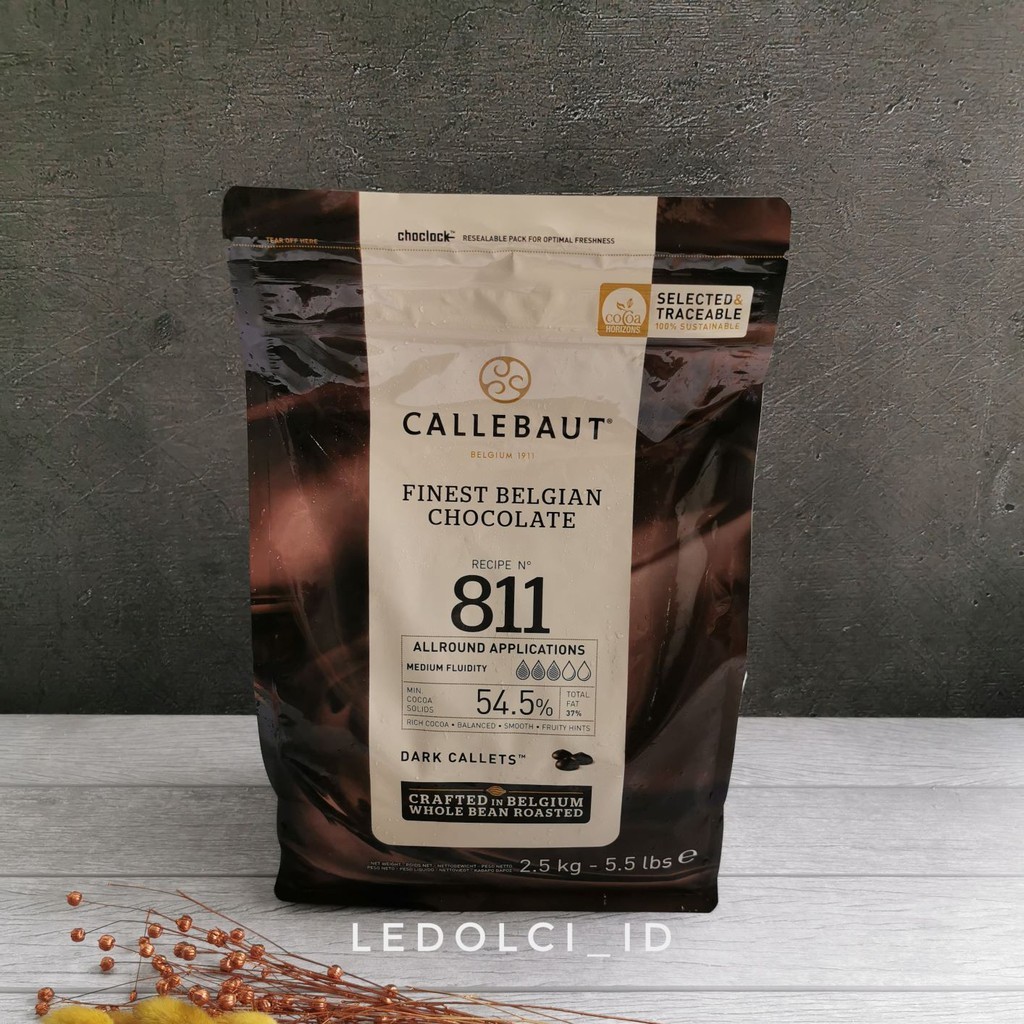 

TERMURAH! CALLEBAUT 811 DARK CHOCOLATE CALLETS 2.5 KG COUVERTURE 54.5%