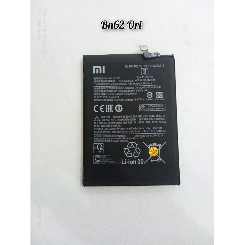 Battery Xiaomi Redmi 9T Poco M3 Model BN62 Baterai Xiaomi Poco M3 Ori