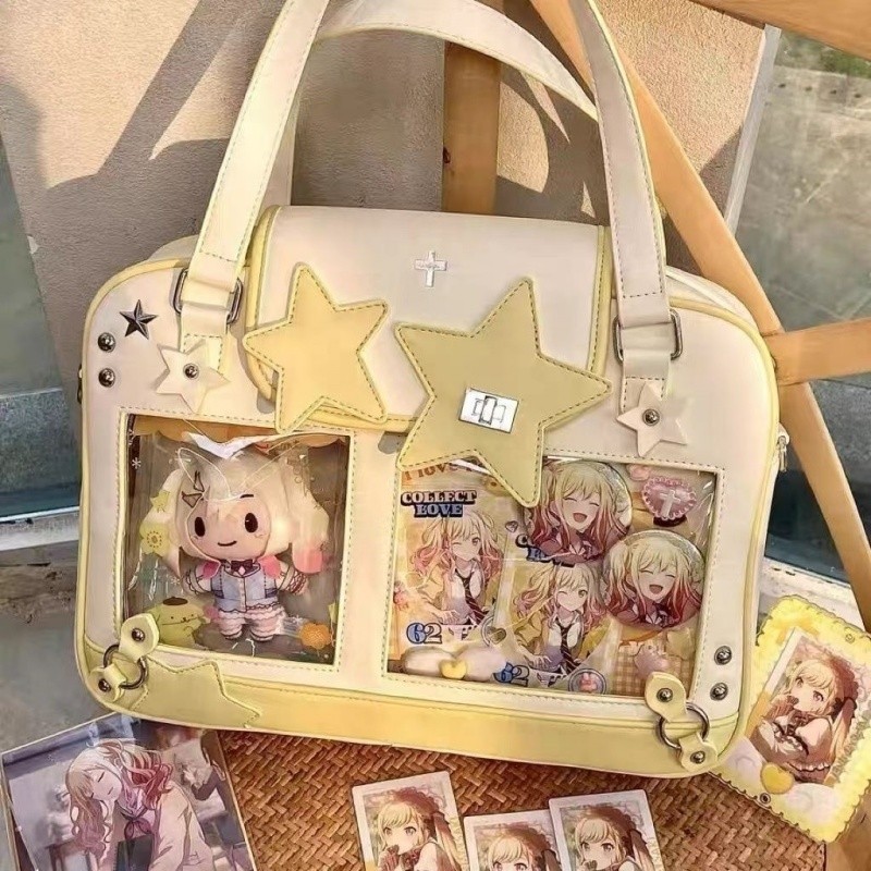

Y2K Trendy Star Ita Bag Lolita Girl Transparent Pocket Fashion Crossbody Bag Women's DIY Display Shoulder Bag Cute Purse Handbag