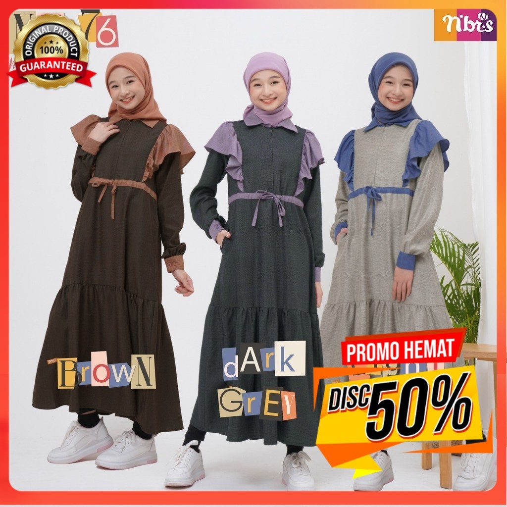 GAMIS REMAJA NIBRAS / BAJU CANTIK UNTUK REMAJA NIBRAS TEEN GAMIS NT 076 DARK GREY / NIBRAS GAMIS REM