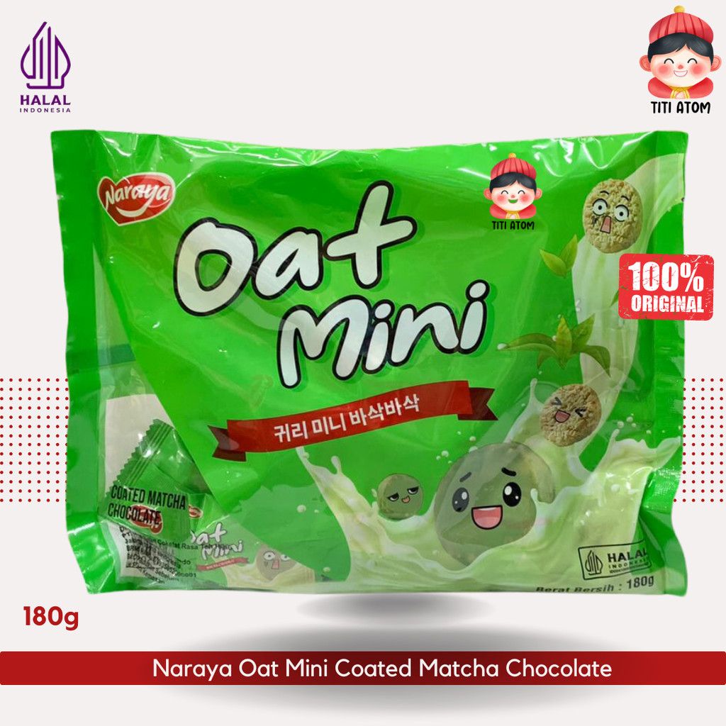 

Naraya Oat Mini Coated Matcha Chocolate Biscuit Gandum Green Tea Coklat 180g