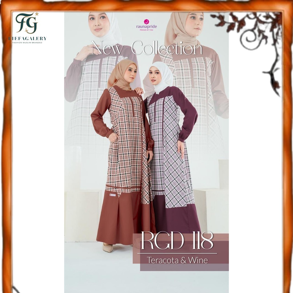 (Fg)RAUNA Terbaru/ Gamis Kekinian Koleksi Terbaru Rgd-118 Dress Muslim Wanita By Rauna /Raunapride/G
