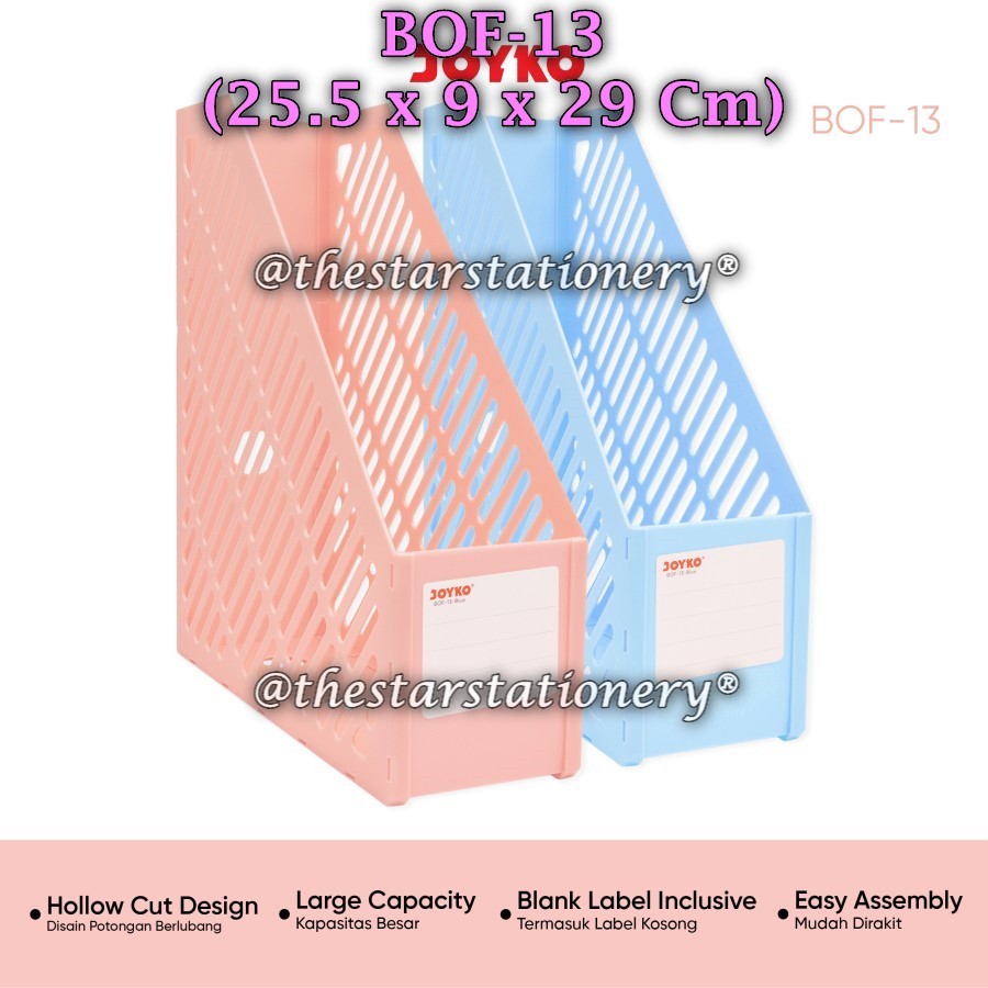 

(1 Set) GROSIR Box File Joyko BOF-13-PINK 25.5 x 9 x 29 Cm / Keranjang Plastik Rakit Joyko BOF-13