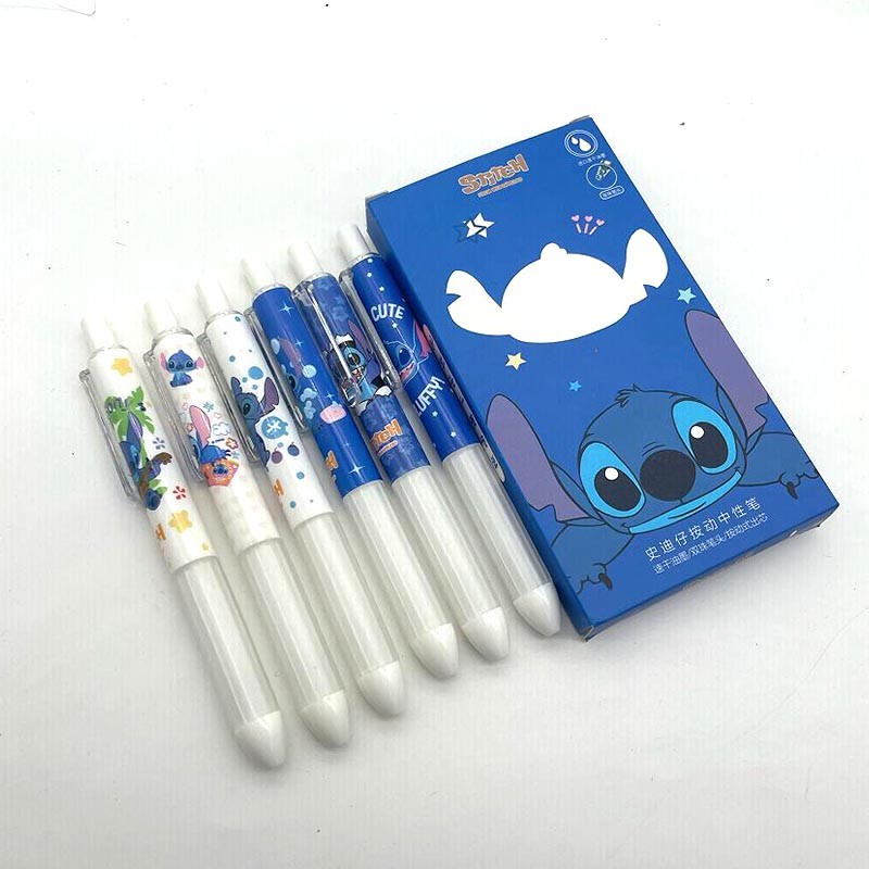 

6pcs/box Creative Stitch Press Gel Pens For Writing Cute 0.5mm Black Ink Signature Pens Cartoon Stationery Office School Supply