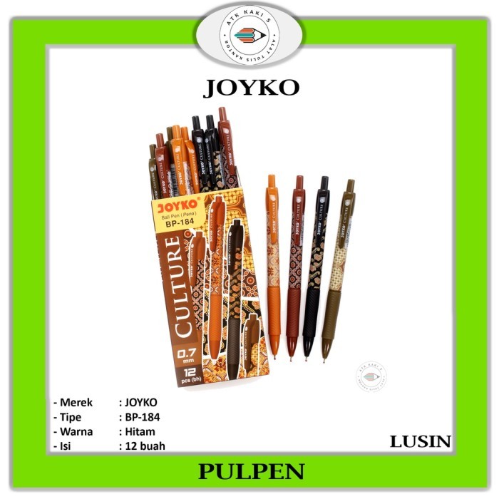 

[New] Pulpen Joyko Culture Batik BP-184 HITAM ( Per lusin )