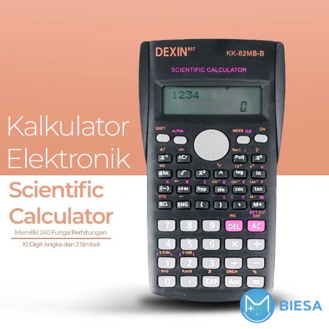 

Kalkulator Ilmiah Elektronik KK-82MS-B: Berkualitas, Multifungsi, dan Awet dengan 240 Fungsi, Layar 10 Digit, dan Baterai AG13