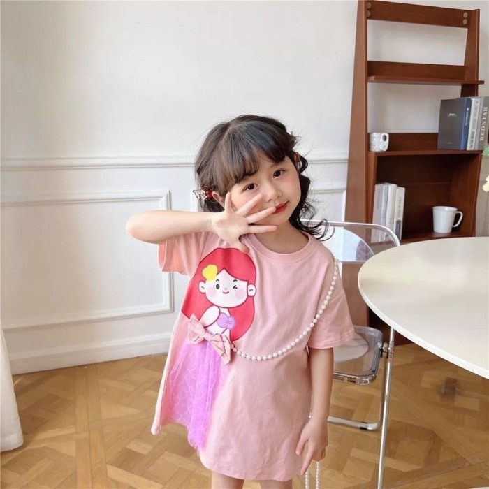 Dress Kaos Import Anak Perempuan Disney Pearl Baju Princess