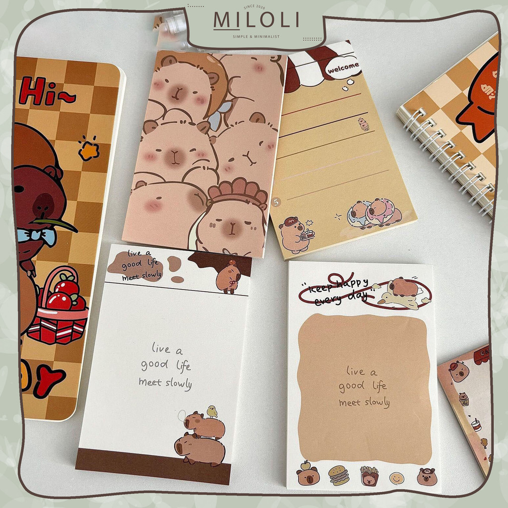 

[MILOLI] 50Lembar BROWN MEMO CAPYBARA Memo Pad Note Paper Notepad - C0055