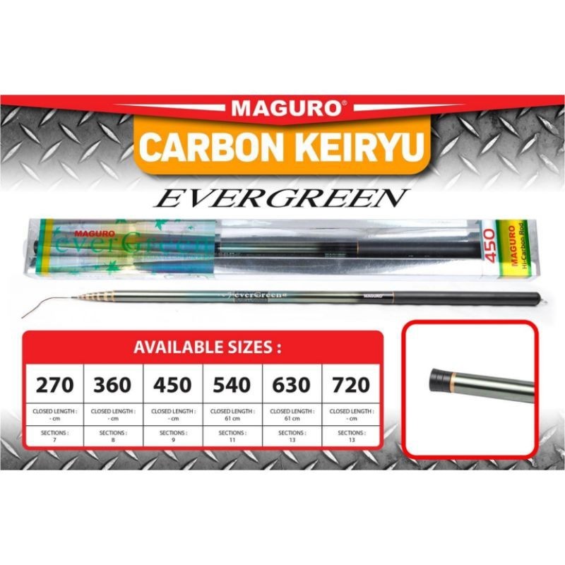 Joran Tegek / Pole Maguro Carbon Keiryu Evergreen Pilih Ukuran