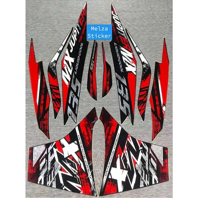Stiker Striping Motor JUPITER MX NEW 135 2014 HITAM MERAH Sticker Lis Body Standar termurah