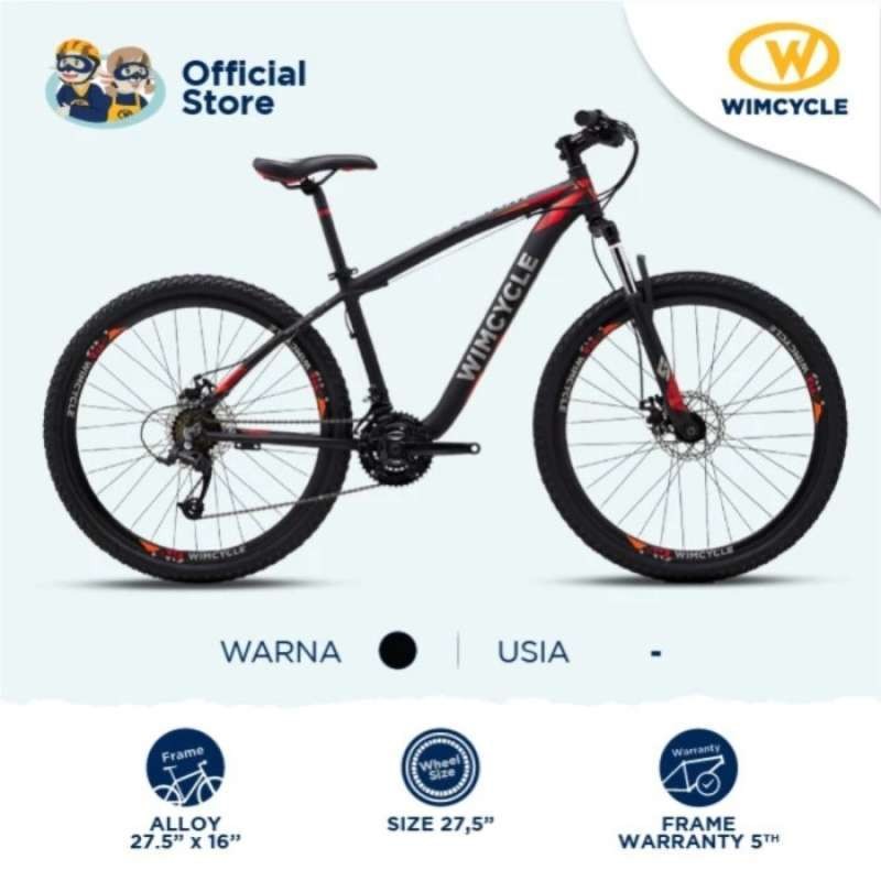 PROMO- SEPEDAUNG MTB 27.5 INCH WIMCYCLE STORM ALLOY 3X8 SPEED REM CAKRAM