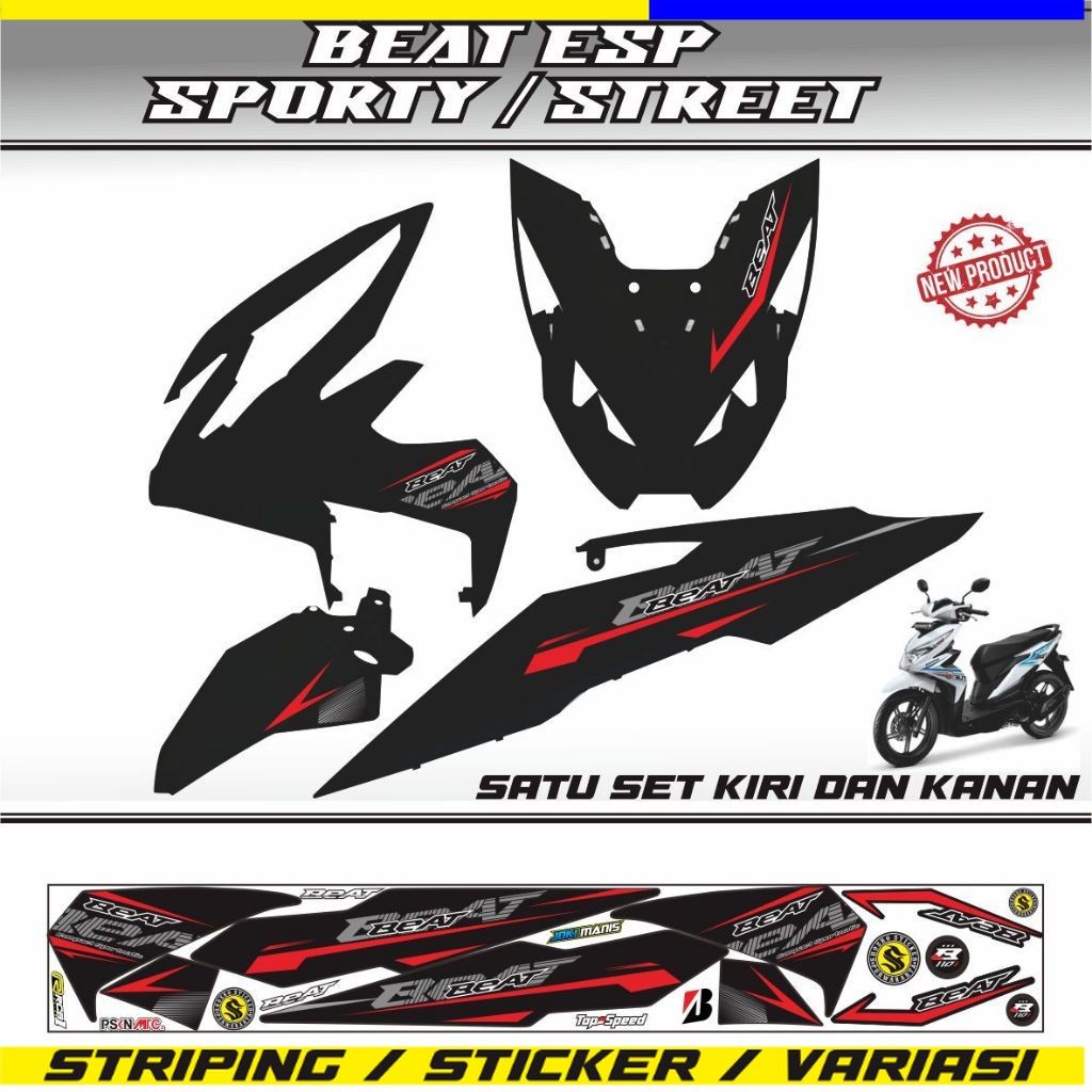 STIKER STRIPING MOTOR HONDA BEAT ESP / BEAT STREET / BEAT SPORTI STIKER POLET SIMPLE