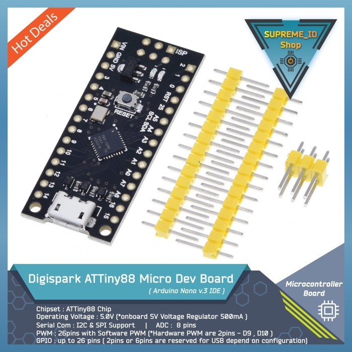 

DS99 Digispark ATtiny88 Micro Development Board with Arduino Nano v.3 IDE