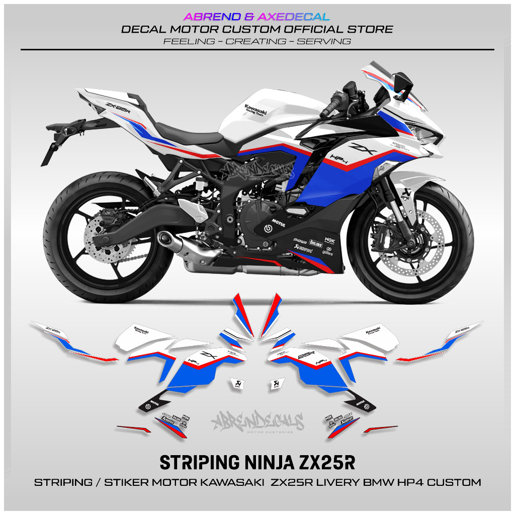 Decal Striping ZX25R Livery BMW HP4 Grafis Custim / Stiker Motor kawasaki Ninja ZX 25R