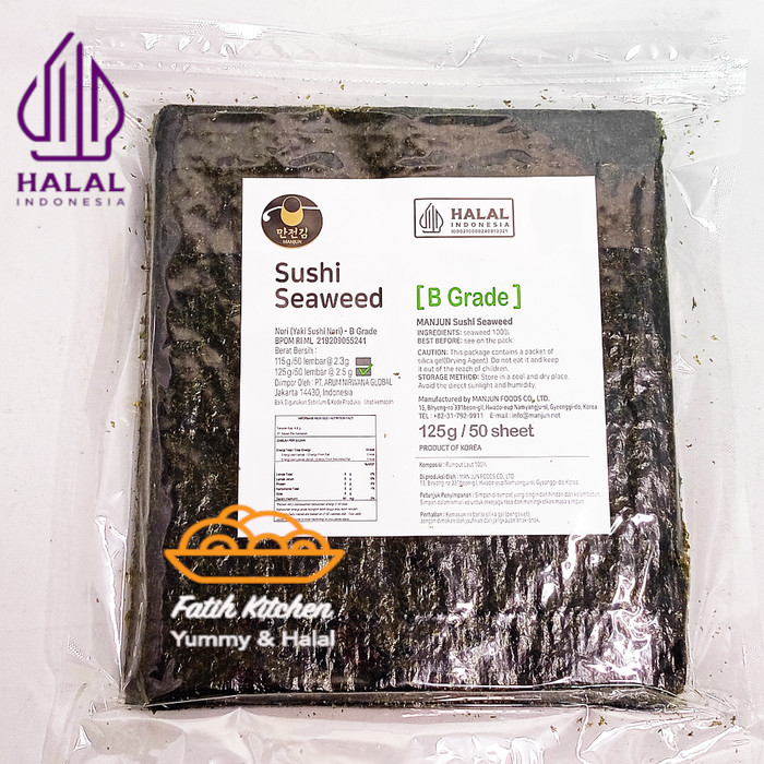 

BEST SELLER Manjun Seaweed Sushi Nori 50 Lembar Halal - Economy Medium Premium - Grade B Medium