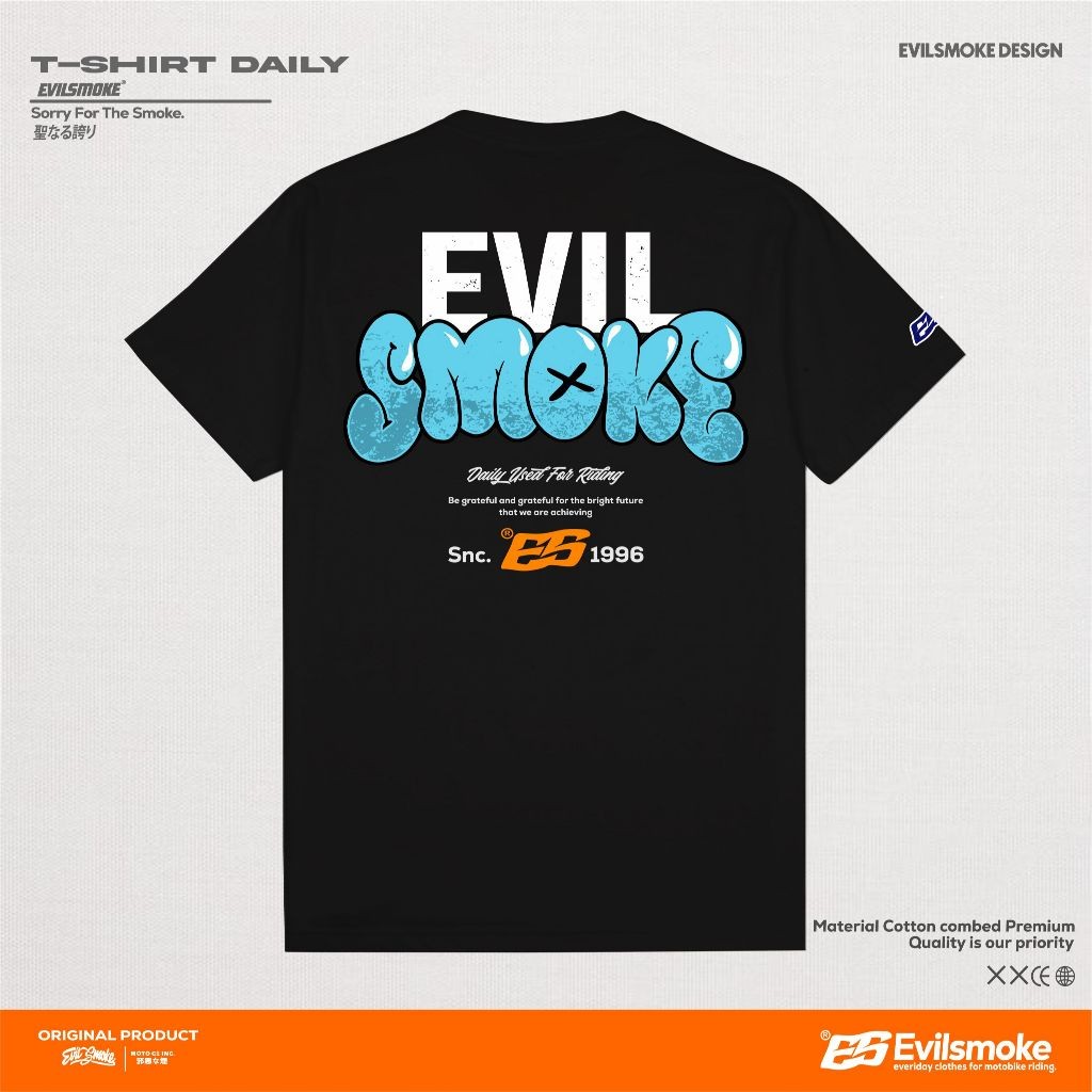 Kaos Evilsmoke ES BUBBLE  Cotton combed hijau botol Hitam, Regulerfit