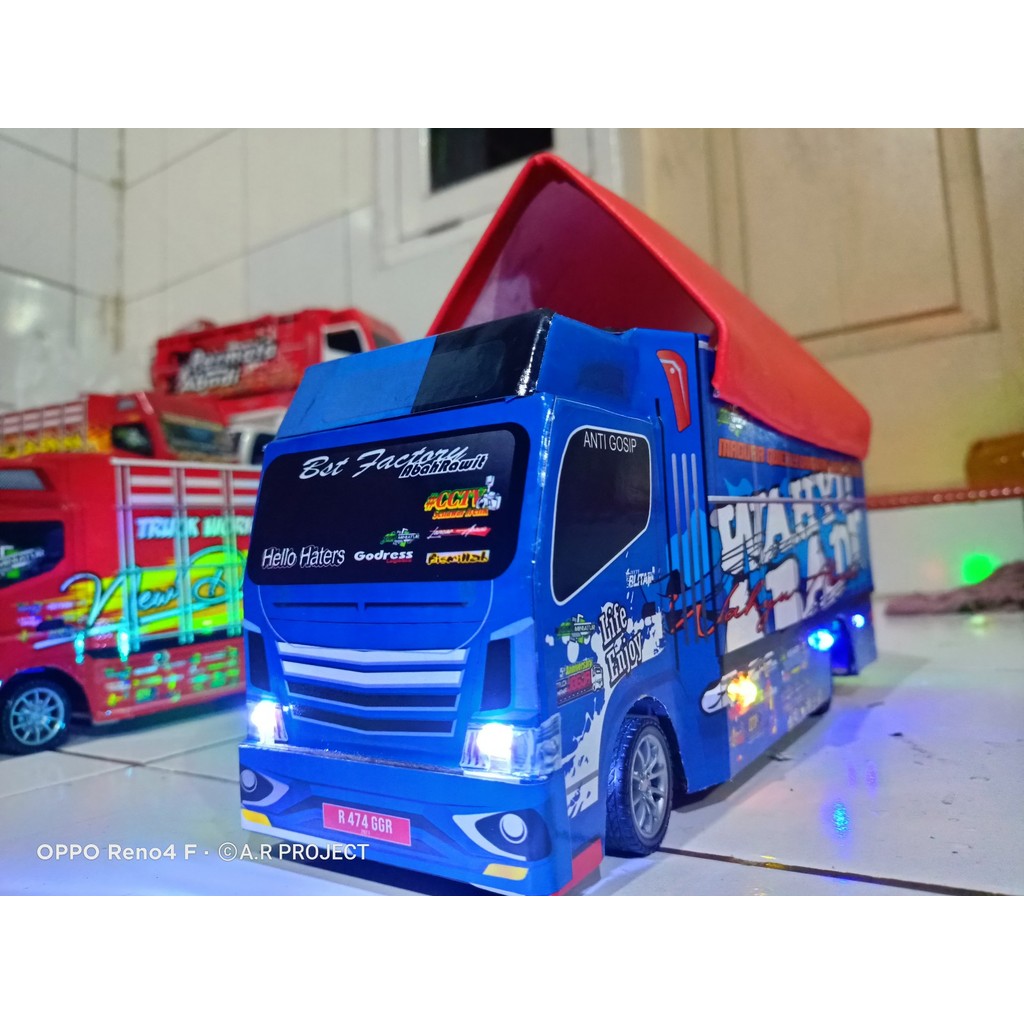 MINIATUR TRUK OLENG KAYU FULL LAMPU WAHYU ABADI / MINIATUR TRUK OLENG MURAH