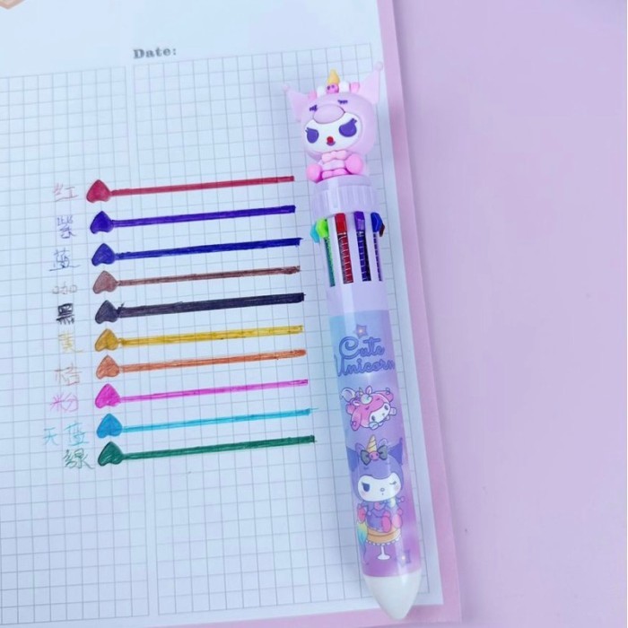 

sanrio 10 colors pen ballpoint 10 warna chrismas kuromi melody - Kuro purple uni by Summerstore Id